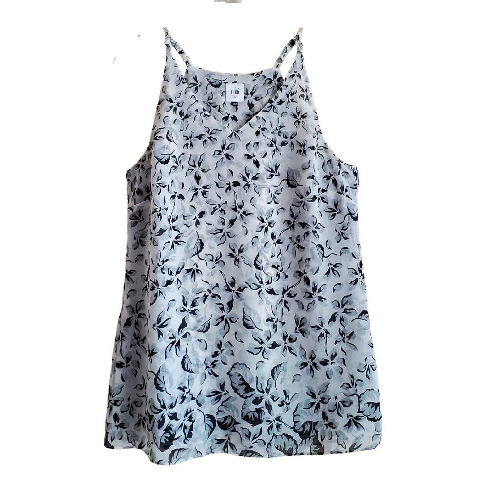 CAbi Women's S Camisole Terrace Top Black Gray White Adjustable Straps Bust 36"